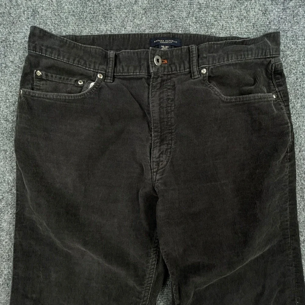 Banana Republic Straight Corduroy Pants Mens Size 36x30 Black Baggy Wide Leg Y2K
